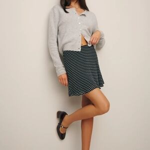 Reformation Black and White Dotted Brandy Skirt